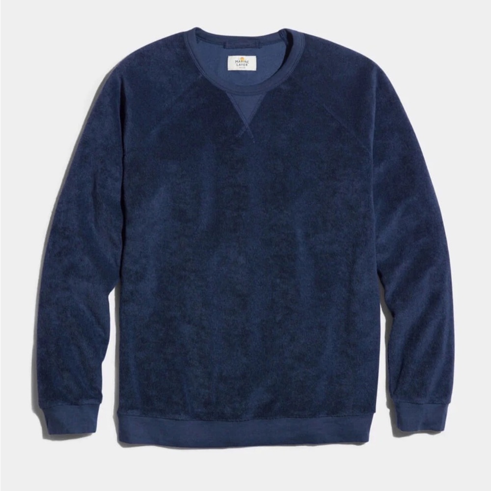 Marine Layer Men’s Herschel Crewneck in Navy Blue size Small